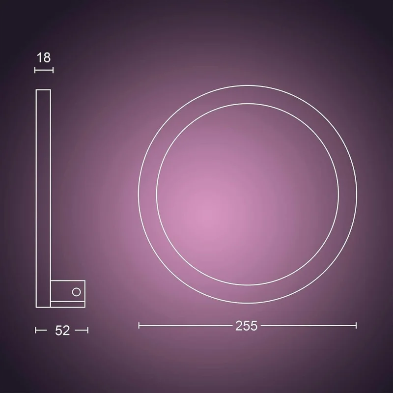 Смарт LED RGBW димируема стенна лампа Philips Hue Sana Wall Black, бяла, алуминий, 20W, 24V, 1500 lm, Е26 (BT, Zigbee, HomeKit, Google, Alexa, SmartThings) - Снимка 4