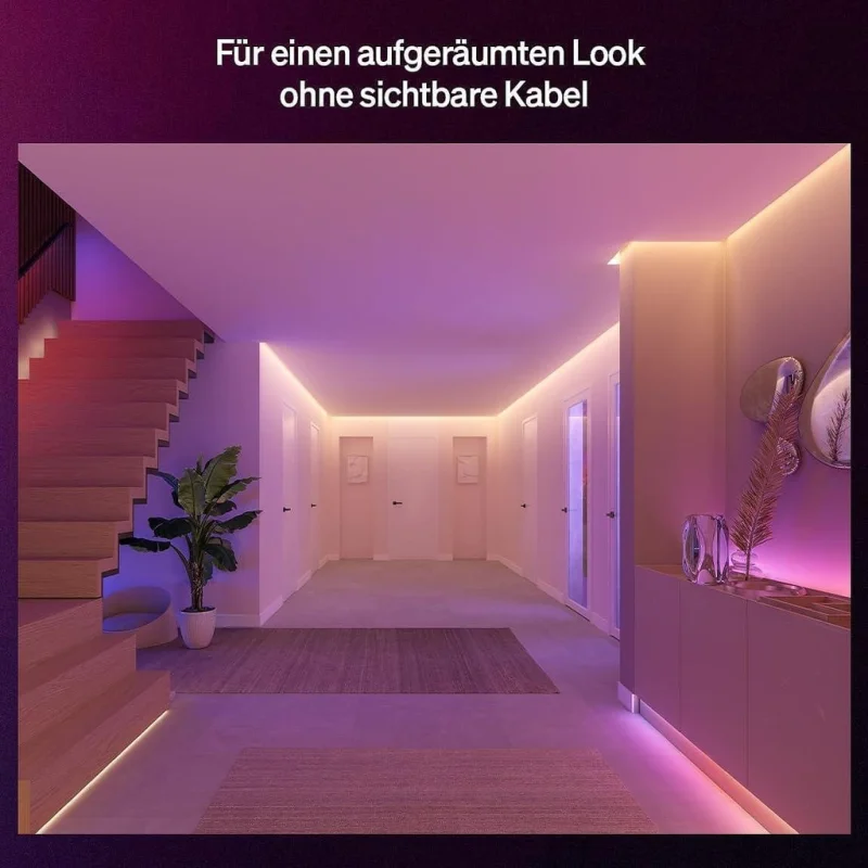 Смарт допълнителна LED RGBIC димируема лента Philips Hue Flux Extension WACA, 2 м, бяла, 19.5W, 2000 lm, 16 милиона цвята (BT, Zigbee, Apple Home, Google, Alexa, SmartThings) - Снимка 7