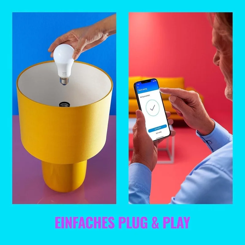 Смарт LED димируема крушка WiZ Smart Bulb 8W, 806 lm, E27, бяла светлина 2100 - 6500К (BT, Zigbee, Matter, Apple Home, Google, Alexa, SmartThings) - Снимка 5