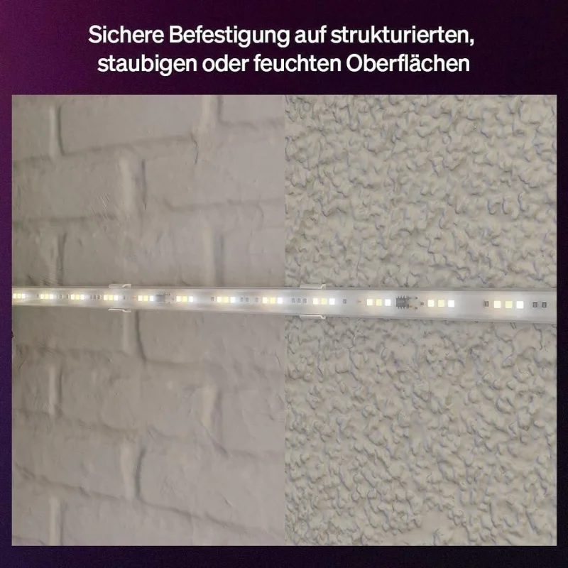 Скоби за монтаж на смарт LED димируема лента Philips Hue Flux 10 бр. прозрачни скоби с включени винтове и лента - Снимка 4