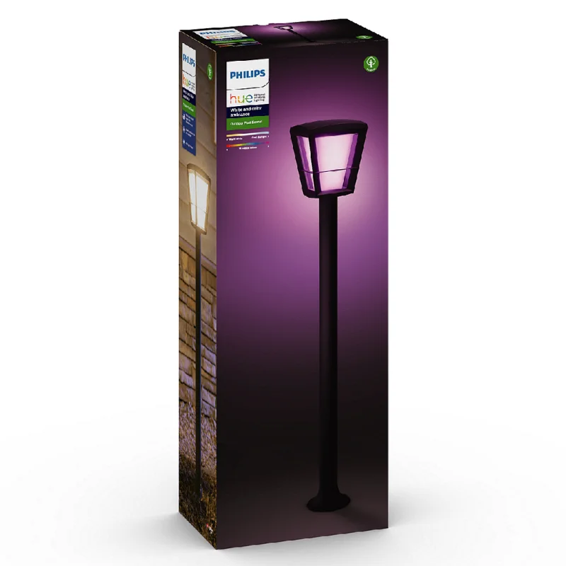 Смарт градинска LED RGBW димируема лампа Philips Hue Econic WACA, 100 см, 15W, GU10, IP44, 1150 lm, Черна