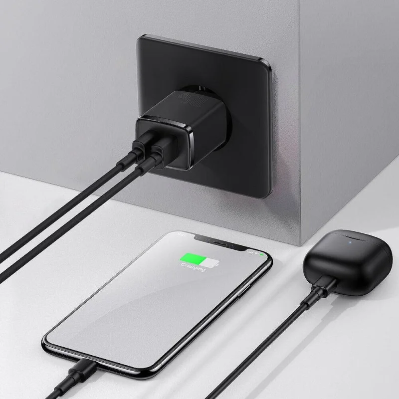 Мрежово зарядно Baseus Compact, 2x USB-A, 10.5W, EU, Черно - Снимка 5