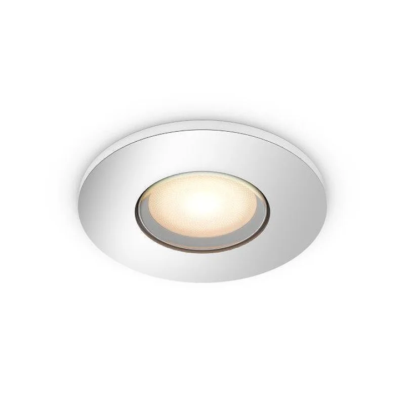 Смарт LED димируема луничка за баня Philips HUE Adore White Ambiance, хром, 4.2W, 250 lm, GU10, IP44, бяла светлина 2100-6500К (BT, Zigbee, HomeKit, Google, Alexa, SmartThings)