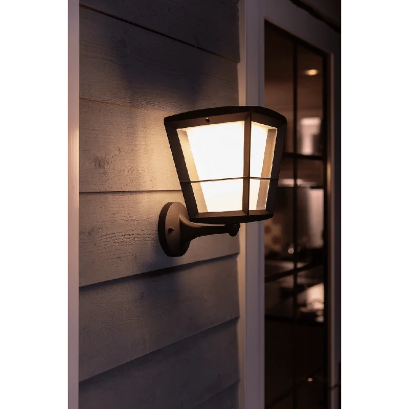 Смарт външен LED RGBW димируем аплик Philips Hue Econic + Hue Bridge, 15W, 1150 lm, GU10, IP44, Черен - Снимка 6