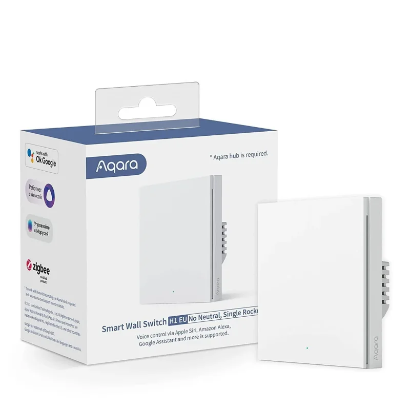 Единичен смарт ключ Aqara H1 No Neutral (Без нула), Бял - Снимка 2