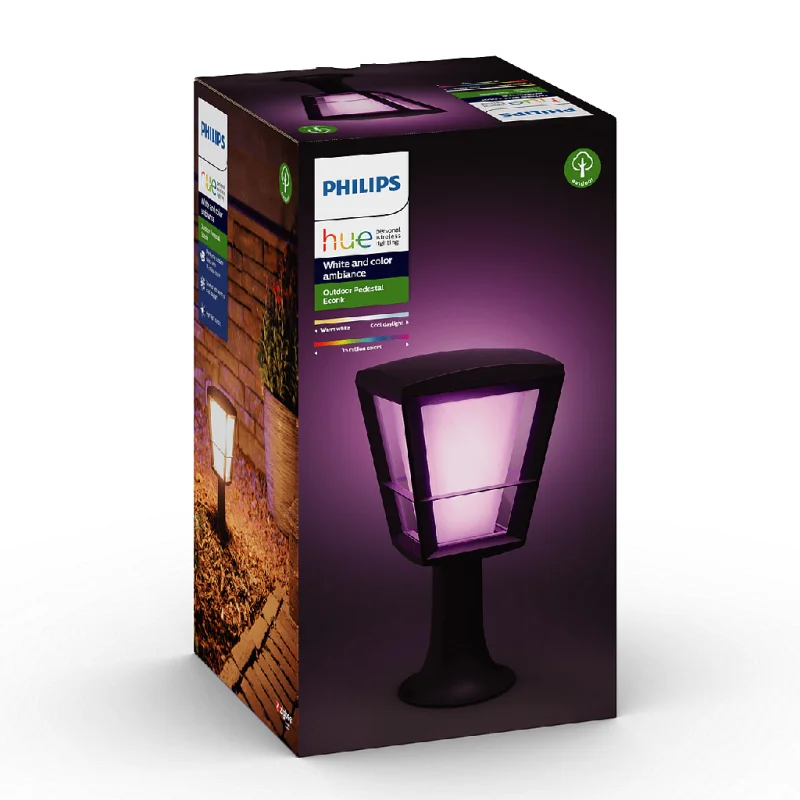 Смарт градинска LED RGBW димируема лампа Philips Hue Econic + Hue Bridge, 32.2 см, 15W, 1150 lm, IP44, Черна - Снимка 2