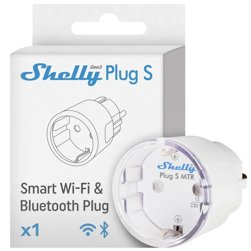 Смарт Wi-Fi плъг Shelly Plug S Gen3 Matter, бял