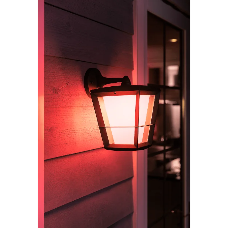 Смарт външен LED RGBW димируем аплик Philips Hue Econic + Hue Bridge, 15W, 1150 lm, E27, IP54, Черен - Снимка 6