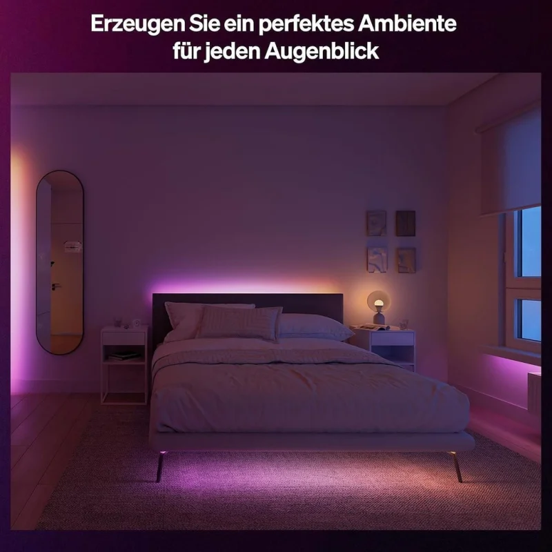 Смарт LED RGBIC димируема лента Philips Hue Essential Strip Light WACA 10 м, бяла, 27.2W, 5000 lm, 16 милиона цвята (BT, Zigbee, Apple Home, Google, Alexa, SmartThings) - Снимка 5