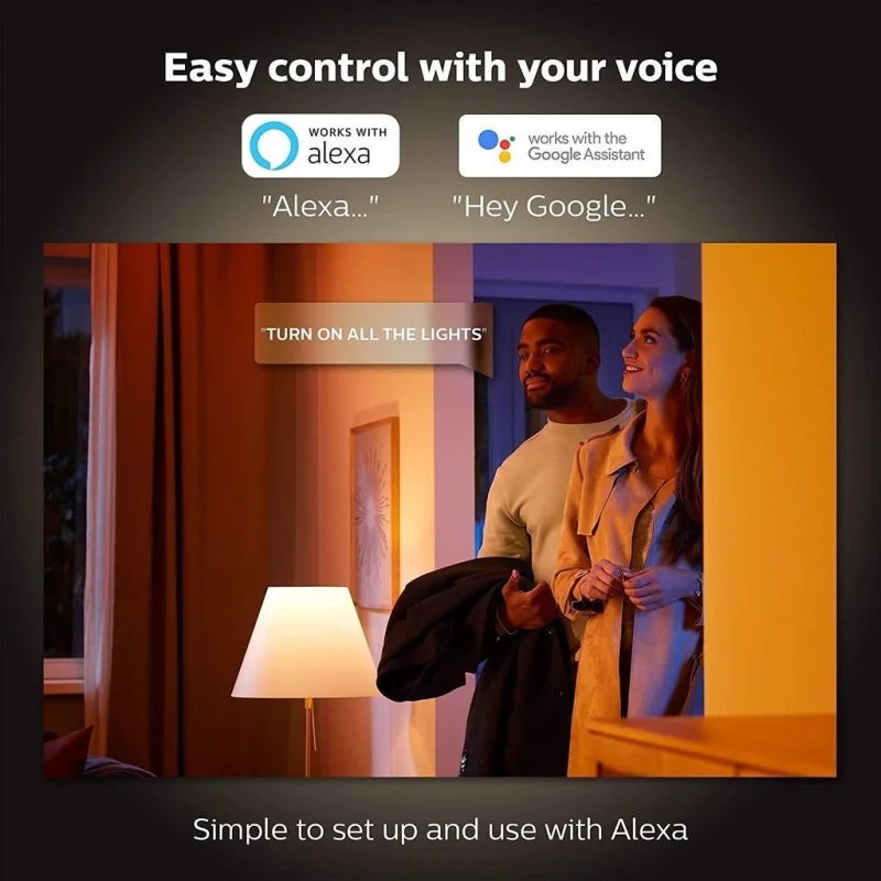 Смарт LED RGBW димируема лампа Philips Hue Bloom Gen4 WACA, бяла/черна, 7.1W, 500 lm (BT, Zigbee, HomeKit, Google, Alexa, SmartThings) (Цвят: Бял) - Снимка 8