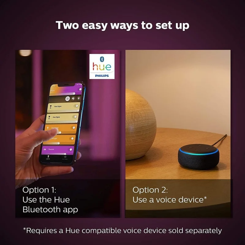Смарт LED RGBW димируема лампа Philips Hue Bloom Gen4 WACA, бяла/черна, 7.1W, 500 lm (BT, Zigbee, HomeKit, Google, Alexa, SmartThings) (Цвят: Бял) - Снимка 10
