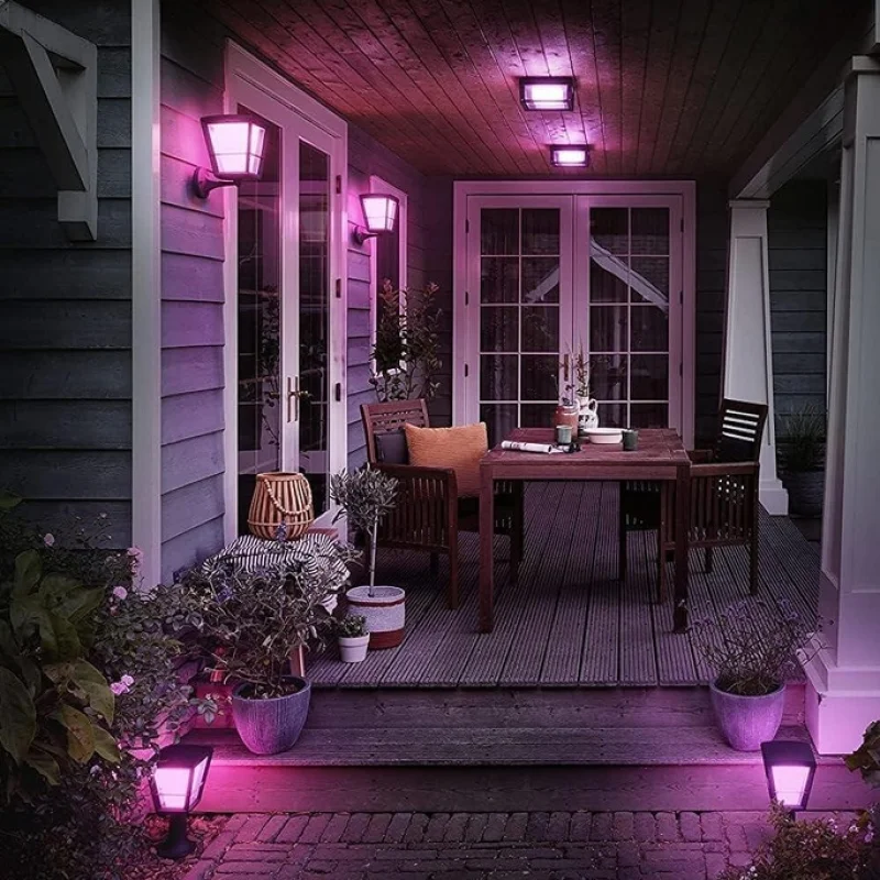 Смарт външен LED RGBW димируем аплик Philips Hue Econic Outdoor WACA, черен, 1150 lm, 15W, IP44 (BT, Zigbee, HomeKit, Google, Alexa, SmartThings) - Снимка 10