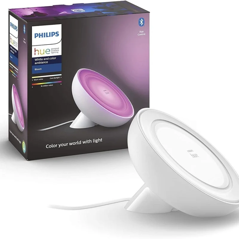 Смарт LED RGBW димируема лампа Philips Hue Bloom Gen4 WACA, бяла/черна, 7.1W, 500 lm (BT, Zigbee, HomeKit, Google, Alexa, SmartThings) (Цвят: Черен) - Снимка 2