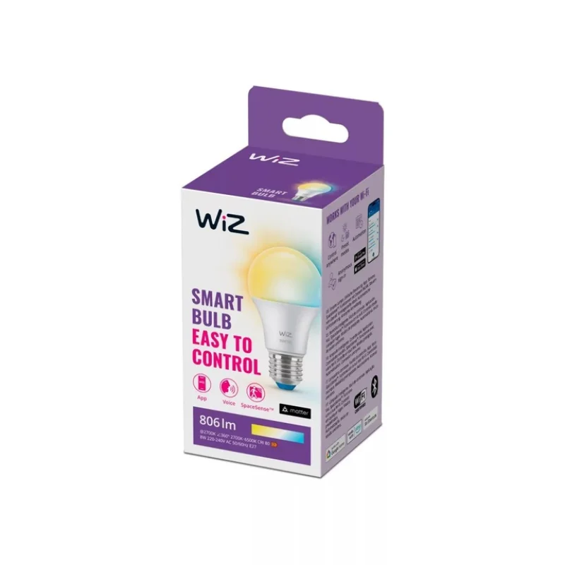 Смарт LED димируема крушка WiZ Smart Bulb 8W, 806 lm, E27, бяла светлина 2100 - 6500К (BT, Zigbee, Matter, Apple Home, Google, Alexa, SmartThings) - Снимка 9