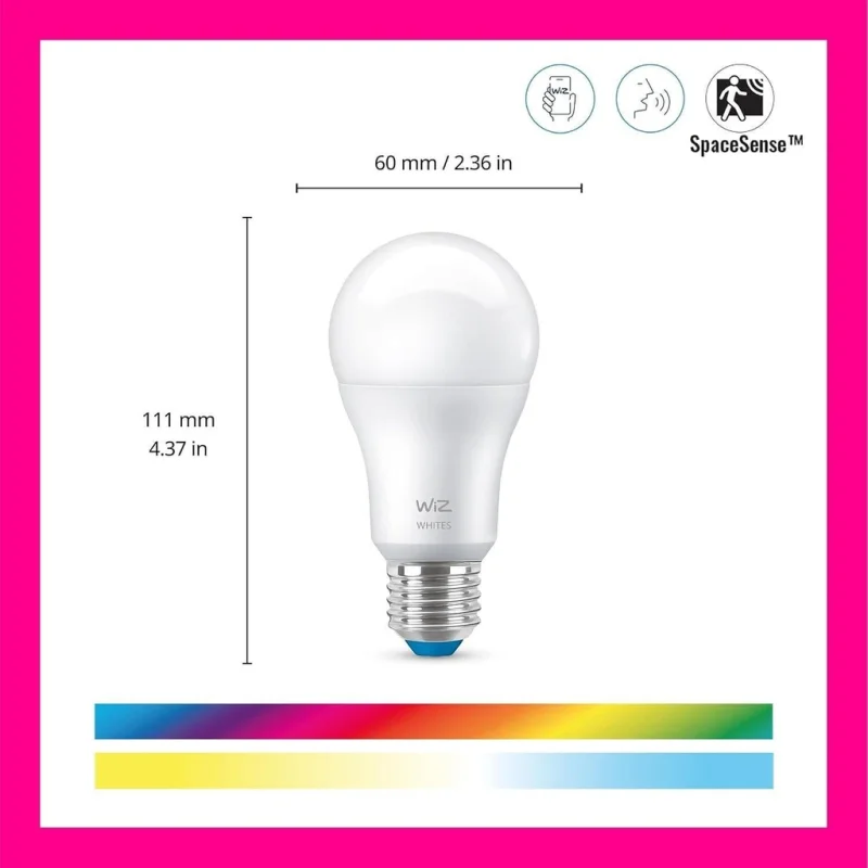 Смарт LED димируема крушка WiZ Smart Bulb 8W, 806 lm, E27, бяла светлина 2100 - 6500К (BT, Zigbee, Matter, Apple Home, Google, Alexa, SmartThings) - Снимка 2