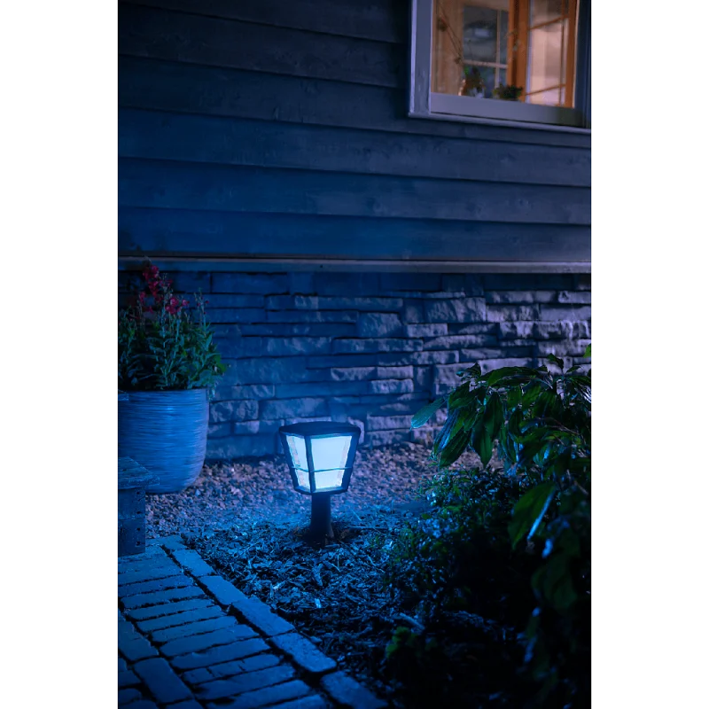 Смарт градинска LED RGBW димируема лампа Philips Hue Econic + Hue Bridge, 32.2 см, 15W, 1150 lm, IP44, Черна - Снимка 6