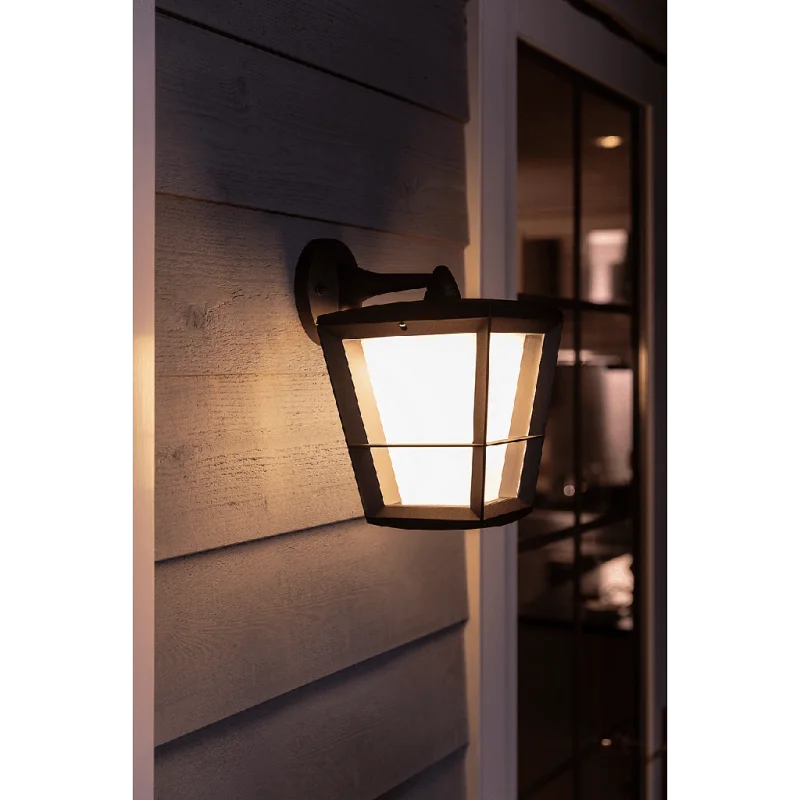 Смарт външен LED RGBW димируем аплик Philips Hue Econic + Hue Bridge, 15W, 1150 lm, E27, IP54, Черен - Снимка 5