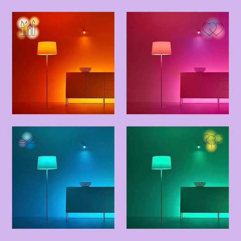 Смарт LED RGBW димируема крушка WiZ Smart Bulb Spot 4,7W, 345 lm, GU10, 16 милиона цвята (BT, Zigbee, Matter, Apple Home, Google, Alexa, SmartThings) - Снимка 5