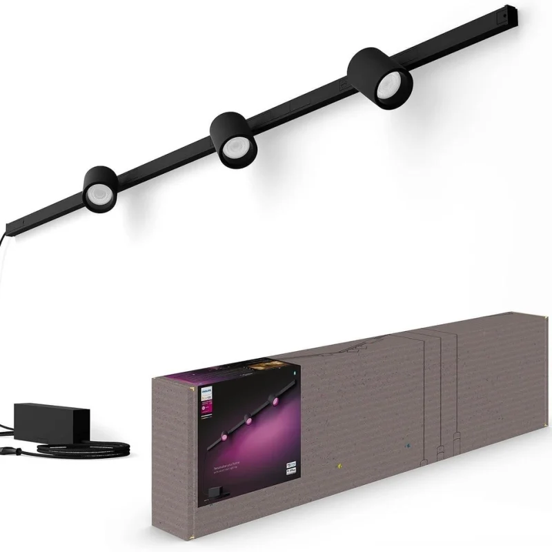 Смарт LED RGBW димируем сет Philips Hue Perifo WACA, шина 1.5 м + 3 спота, 15.9W, 2040 lm, IP20, Бял/Черен (Цвят: Бял)