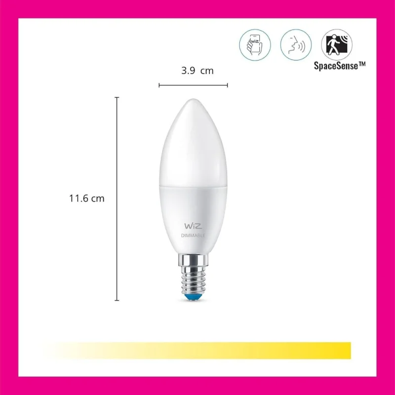 Смарт LED RGBW димируема крушка WiZ Smart Bulb Candle 4.9W, 470 lm, E14, 16 милиона цвята (BT, Zigbee, Matter, Apple Home, Google, Alexa, SmartThings) - Снимка 3