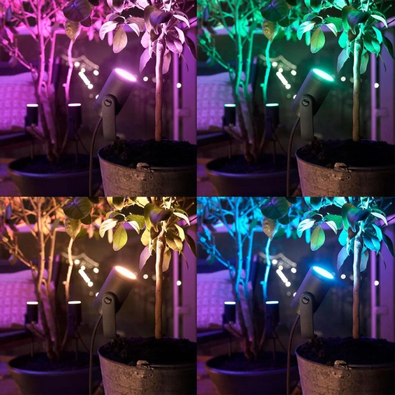 Смарт външен LED RGBW димируем комплект спотове Philips Hue Lily WACA, 3 бр., 3x8W, 24V, 3x590 lm, IP65, Черни - Снимка 7