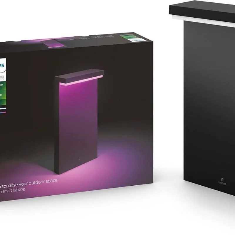 Смарт външна LED RGBW димируема лампа Philips Hue Nyro WACA, 40 см, 13.5W, 1000 lm, IP44, Черна
