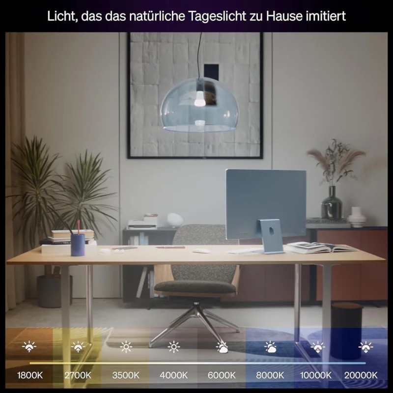 Смарт LED димируема крушка Philips Hue WA E27 White ambience, 2 бр, 8.1W, 1100 lm, E27, 100-240V, бяла светлина 1 000-20 000К (BT, Zigbee, HomeKit, Google, Alexa, SmartThings) - Снимка 5