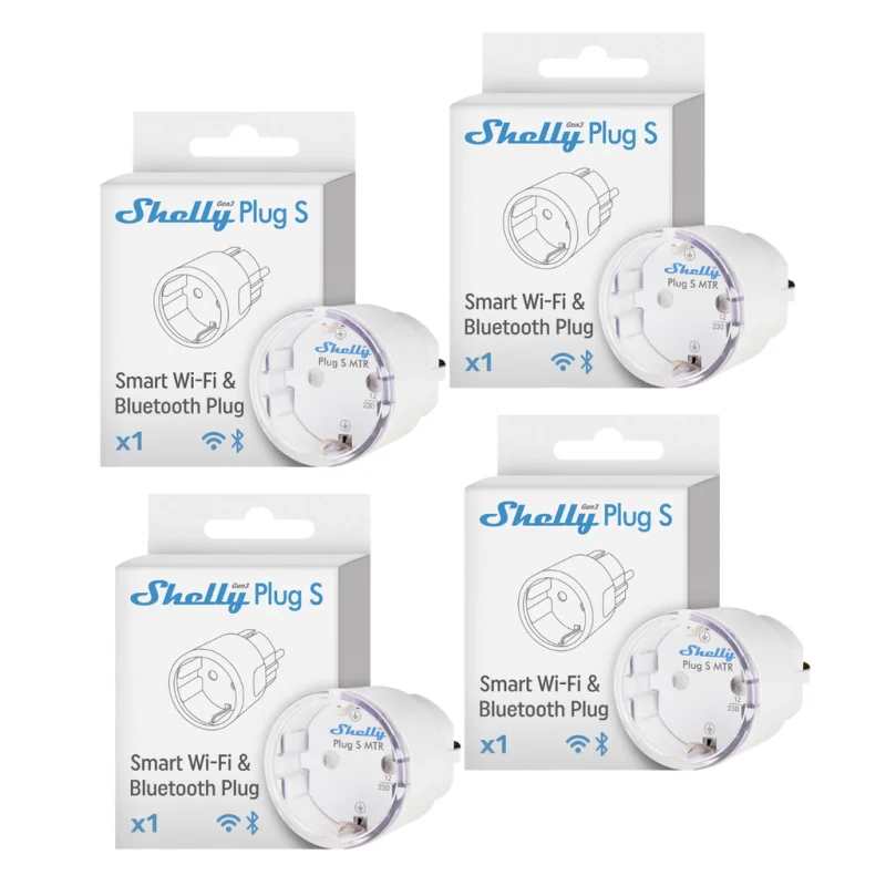 Четворен промо пакет смарт Wi-Fi плъг Shelly Plug S Gen3 Matter, Бял (4 бр.)