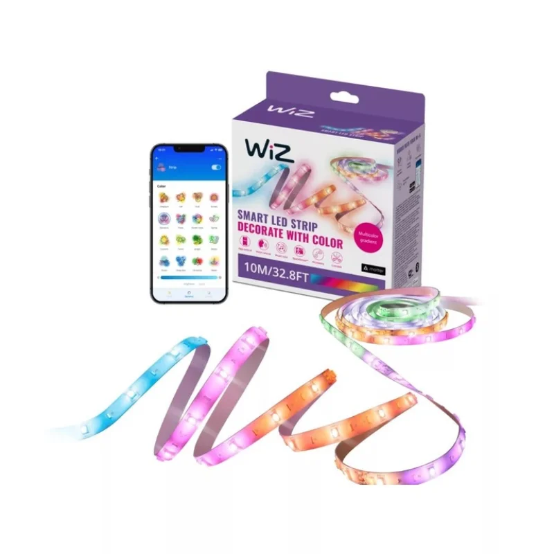 Смарт LED RGBW димируема лента WiZ Smart LED Strip Type-C 10 м, 12W, 3200 lm, IP65, 16 милиона цвята (BT, Zigbee, Matter, Apple Home, Google, Alexa, SmartThings)
