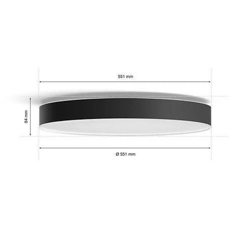 Смарт LED димируема плафониера Philips Hue Enrave XL White Ambiance, 55.1 см, 48W, 6100 lm, GU10, бяла светлина 2100-6500K, Бяла/Черна (Цвят: Бял) - Снимка 4