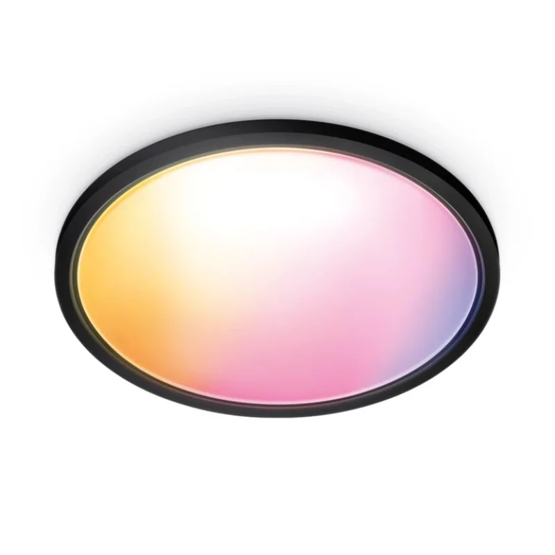Смарт LED RGBW димируема плафониера WiZ Superslim Ceiling, черна, 42.3x3.2 см, 22 W, 2600 lm, 16 милиона цвята (BT, Zigbee, Apple Home, Google, Alexa, SmartThings) - Снимка 2