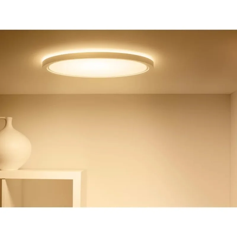 Смарт LED RGBW димируема плафониера WiZ Superslim Ceiling, бяла, 42.3x3.2 см, 22 W, 2600 lm, 16 милиона цвята (BT, Zigbee, Apple Home, Google, Alexa, SmartThings) - Снимка 8