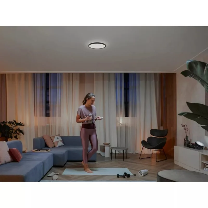 Смарт LED димируема лампа за таван Philips HUE Tento White, размер S, 29.1 см, черна, 16.6W, 2250 lm, топла бяла светлина 2700К (BT, Zigbee, HomeKit, Google, Alexa, SmartThings) - Снимка 5