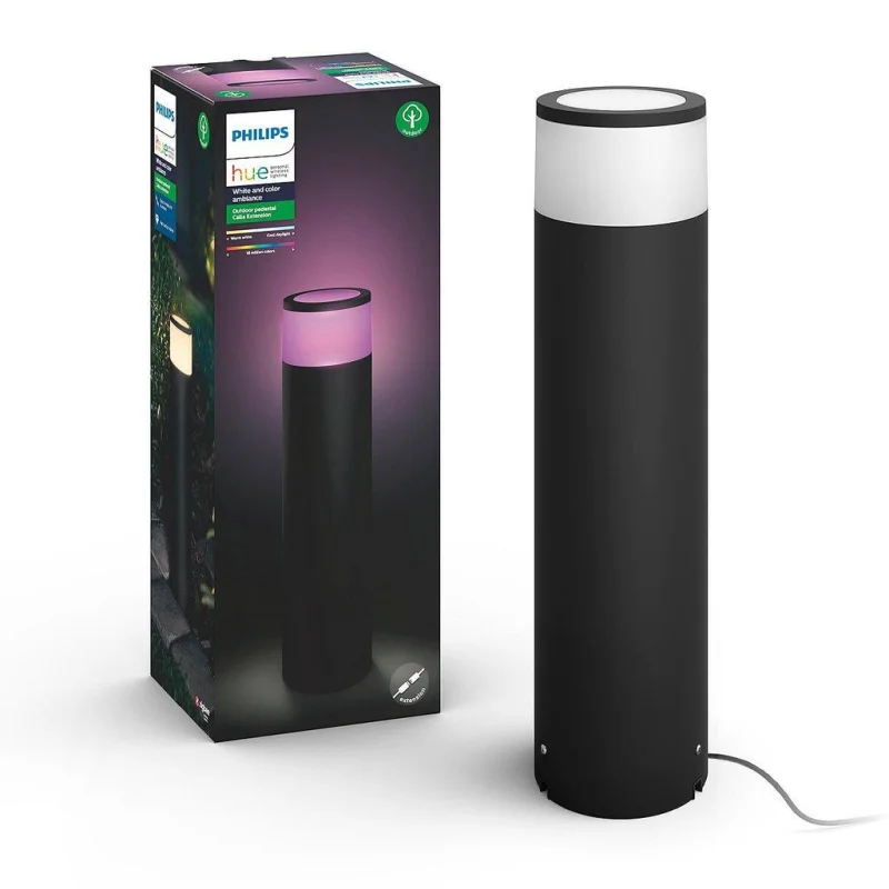 Смарт градинска LED RGBW димируема лампа Philips Hue Calla WACA, 8W, 600 lm, IP65, Черна