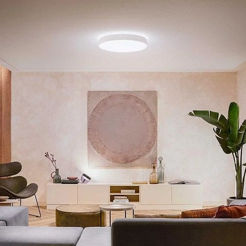 Смарт LED димируема плафониера Philips Hue Enrave XL White Ambiance, 55.1 см, 48W, 6100 lm, GU10, бяла светлина 2100-6500K, Бяла/Черна (Цвят: Черен) - Снимка 10