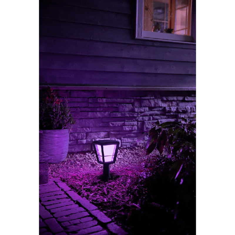 Смарт градинска LED RGBW димируема лампа Philips Hue Econic + Hue Bridge, 32.2 см, 15W, 1150 lm, IP44, Черна - Снимка 9