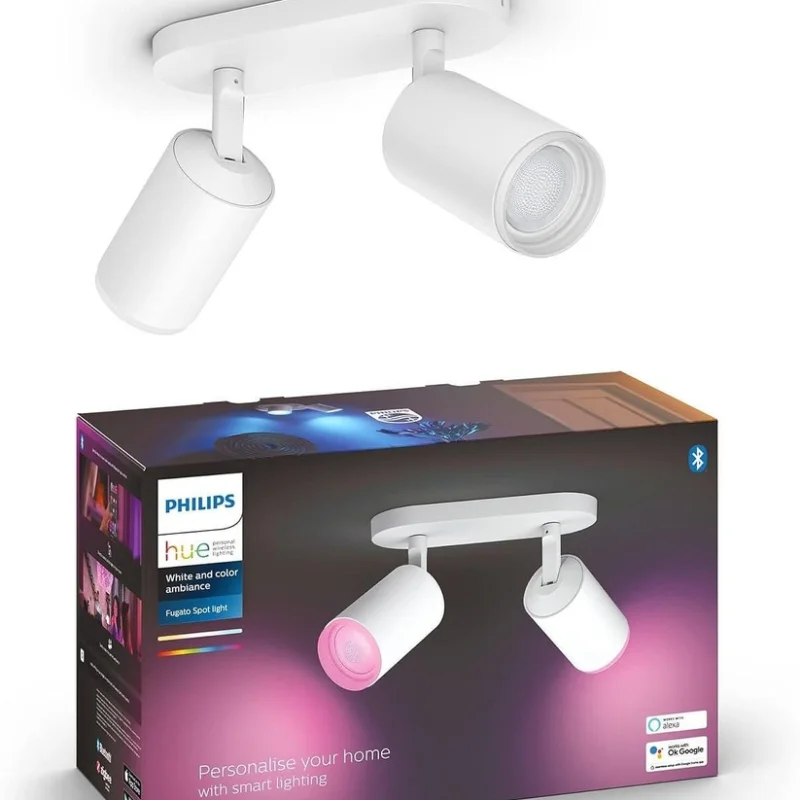 Смарт димируем RGBW LED двоен спот Philips HUE Fugato WACA, бял, 2x350 lm, бяла/цветна светлина с 16 мил. цвята (BT, Zigbee, HomeKit, Google, Alexa, SmartThings) - Снимка 2