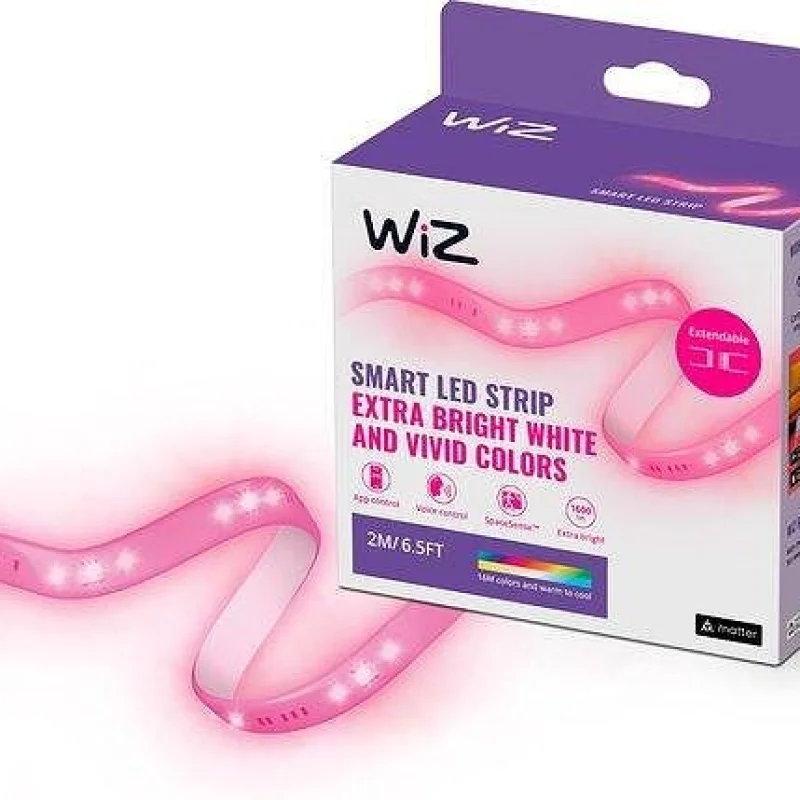 Смарт LED RGBW димируема лента WiZ Smart Strip Starter Kit 2 м, 20W, 1600 lm, 16 милиона цвята (BT, Zigbee, Matter, Apple Home, Google, Alexa, SmartThings)