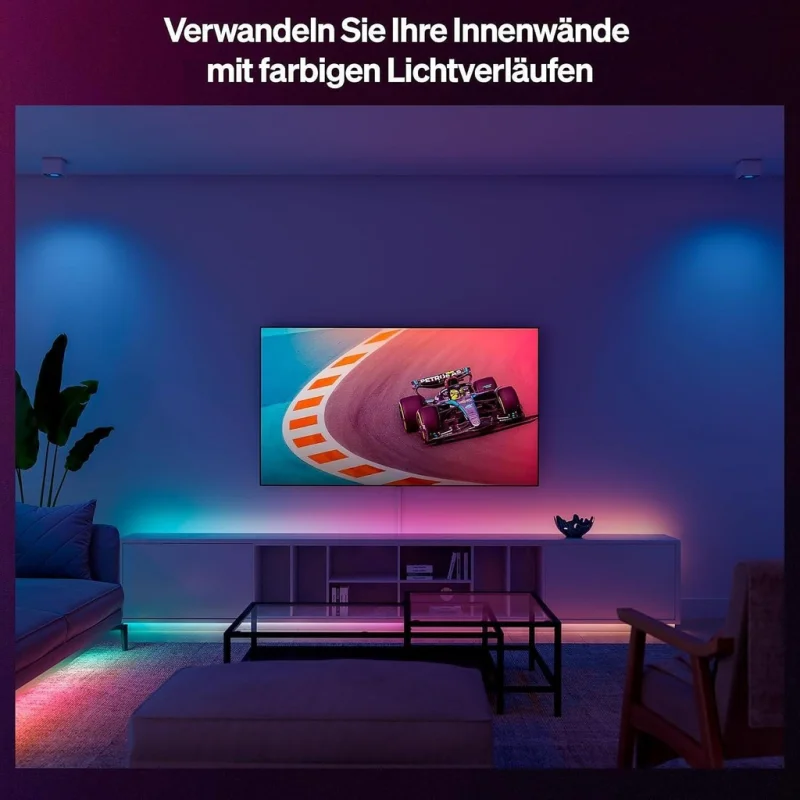 Смарт LED RGBIC димируема лента Philips Hue Essential Strip Light WACA 5 м, бяла, 15.3W, 3000 lm, 16 милиона цвята (BT, Zigbee, Apple Home, Google, Alexa, SmartThings) - Снимка 6