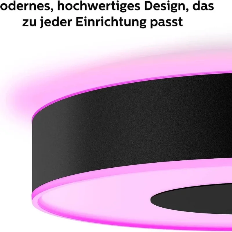 Смарт LED RGBW димируема лампа за таван Philips HUE Infuse L WACA, черна, 42.5 см, 52.5 W, 3700 lm, бяла/цветна светлина, 16 мил. цвята (BT, Zigbee, HomeKit, Google, Alexa, SmartThings) - Снимка 7