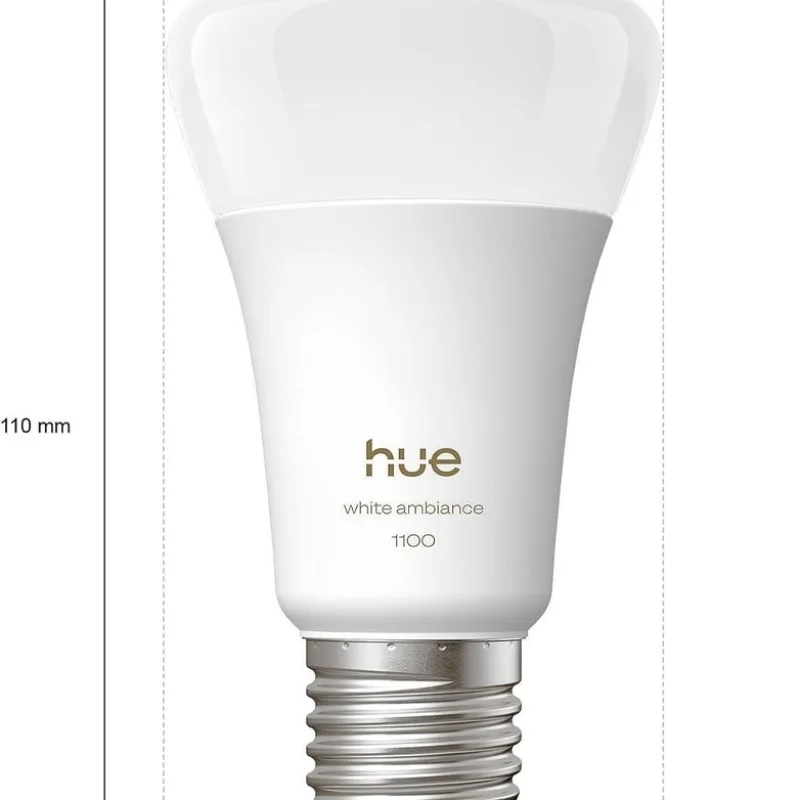 Смарт LED димируема крушка Philips Hue WA E27 White ambience, 2 бр, 8.1W, 1100 lm, E27, 100-240V, бяла светлина 1 000-20 000К (BT, Zigbee, HomeKit, Google, Alexa, SmartThings) - Снимка 2