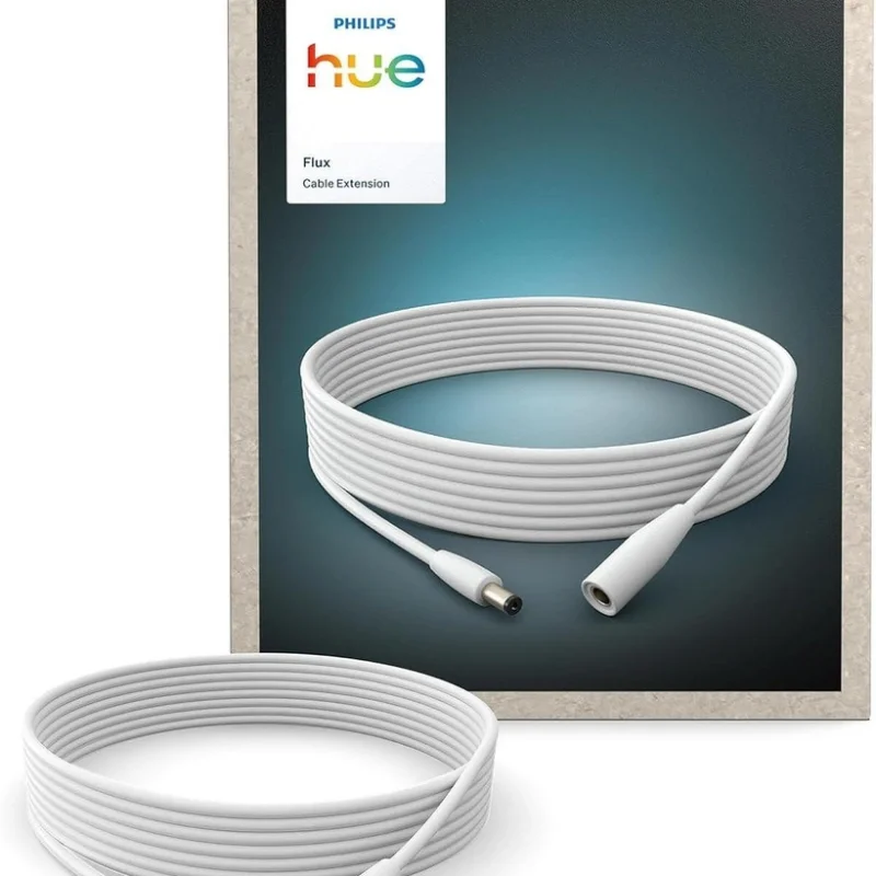 Удължителен кабел за смарт LED димируема лента Philips Hue Flux Type F 5 м, IP20, мъжко към женско,