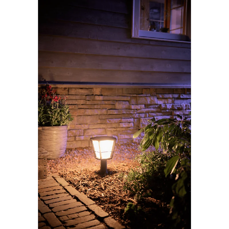 Смарт градинска LED RGBW димируема лампа Philips Hue Econic + Hue Bridge, 32.2 см, 15W, 1150 lm, IP44, Черна - Снимка 10