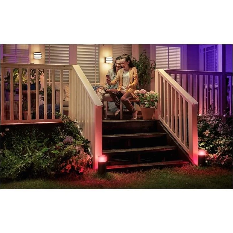 Смарт градинска LED RGBW димируема лампа Philips Hue Calla + Hue Bridge, 25.2 см, 8W, 600 lm, IP65 - Снимка 6