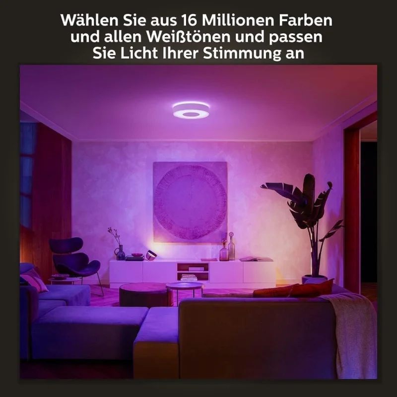 Смарт LED RGBW димируема лампа за таван Philips HUE Infuse L WACA, бяла, 42.5 см, 52.5 W, 3700 lm, бяла/цветна светлина, 16 мил. цвята (BT, Zigbee, HomeKit, Google, Alexa, SmartThings) - Снимка 16