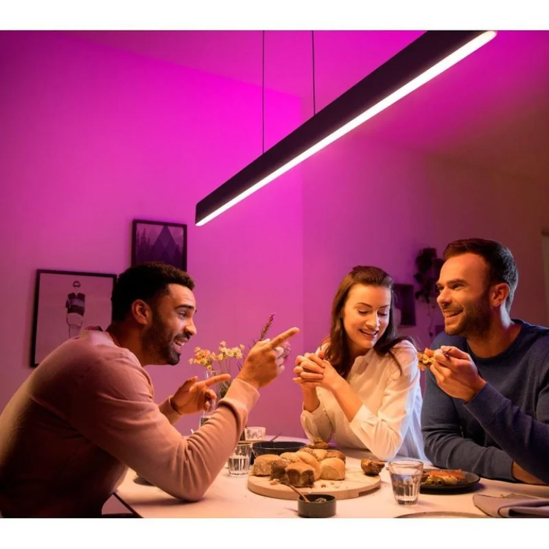 Смарт LED RGBW димируем полилей Philips Hue Ensis WACA, 129.8 см, 79W, 6000 lm, Бял/Черен (Цвят: Черен) - Снимка 8
