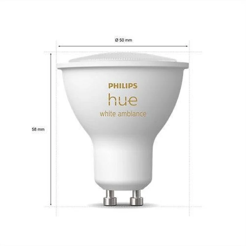 Смарт сет димируеми LED лунички Philips Hue White Ambiance, 3 бр., 4.2W, 400 lm, GU10, 2100-6500K - Снимка 5