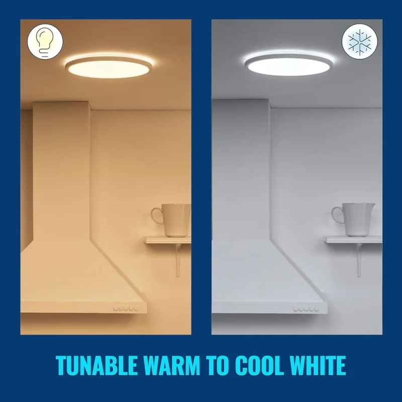 Смарт LED димируема плафониера WiZ Superslim Smart Ceiling, бяла, 24.2 см, 14W, 1300 lm, бяла светлина 2100 - 6500К (BT, Zigbee, Matter, Apple Home, Google, Alexa, SmartThings) - Снимка 4