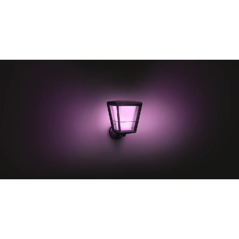Смарт външен LED RGBW димируем аплик Philips Hue Econic + Hue Bridge, 15W, 1150 lm, GU10, IP44, Черен - Снимка 9