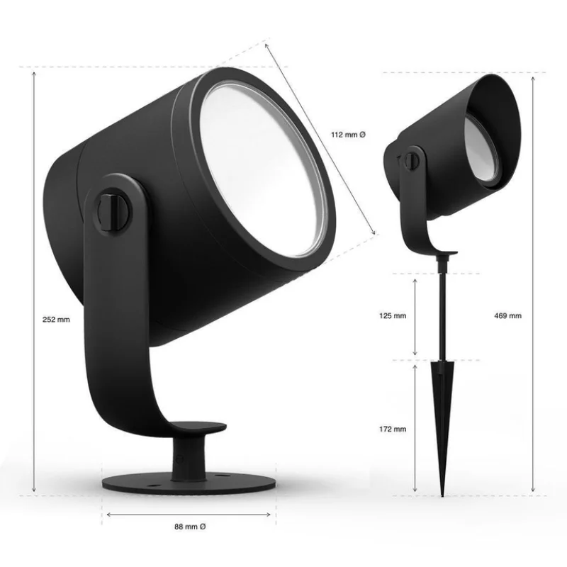 Смарт външен LED RGBW димируем спот Philips Hue Lily XL WACA, 15W, 1050 lm, IP65, E27, Черен - Снимка 2
